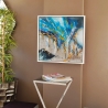 Abstract Painting on Plexiglass 64x64cm Modern Artwork with White Frame Lazur On Sale