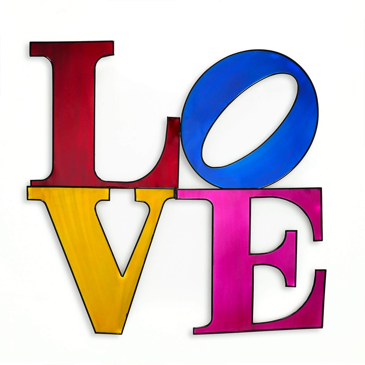 Multicolor 3D Metal Wall Art 81x81cm with LOVE Inscription Kokhannya