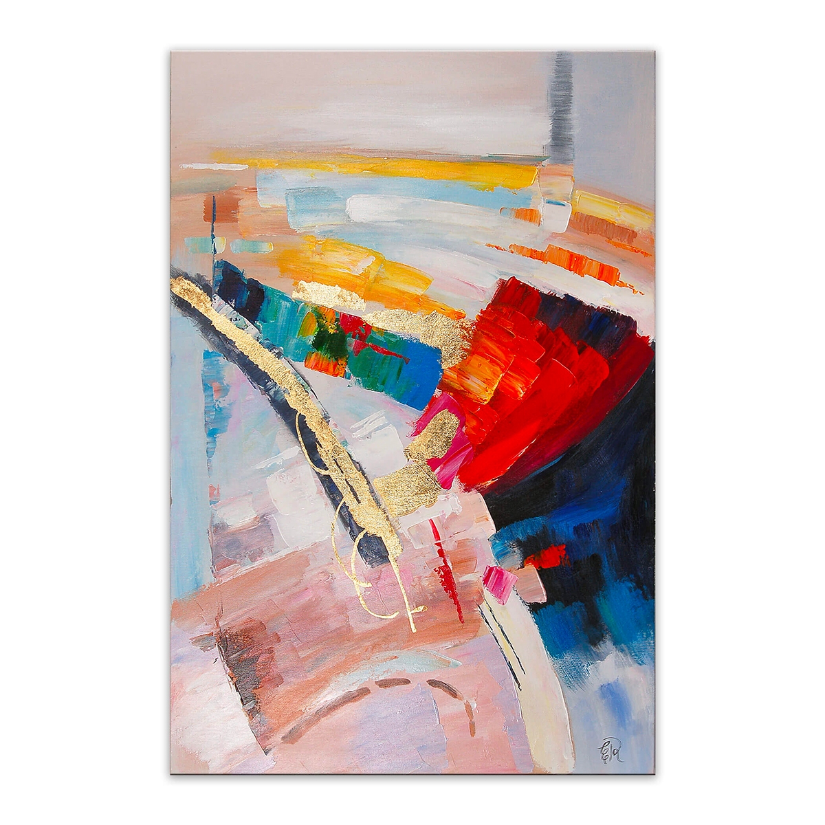 Modern Abstract Painting 80x120cm Multicolor Embossed Artwork Arket