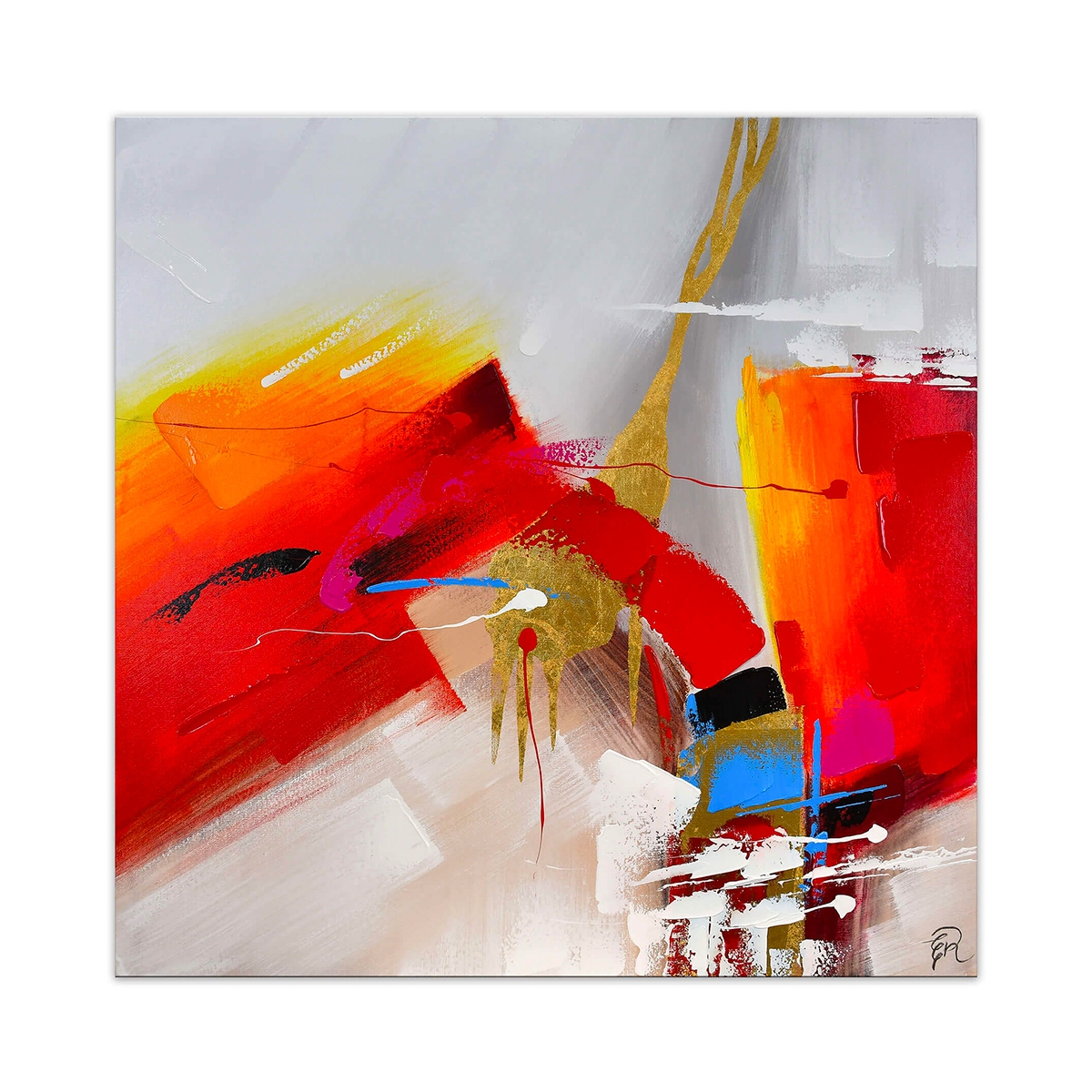 Modern Multicolor Canvas 100x100cm Abstract Painting by Zynar