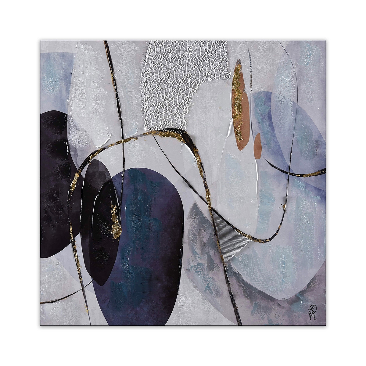 Modern Abstract Canvas Art 100x100cm with Embossed Decorations Zorya