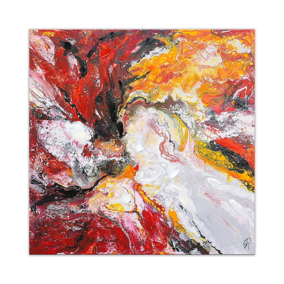 Abstract Canvas Print 100x100cm with Raised Decorations Kanea Promotion