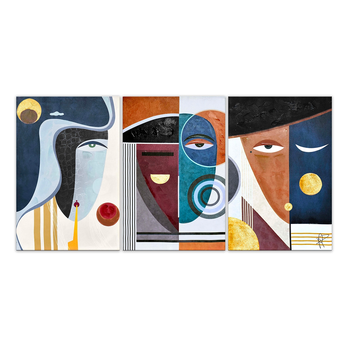 Modern Abstract Composition 180x90cm Triptych Canvas Prints Mola