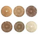 Set of 6 Round Placemats with Woven Straw Effect Ø38cm Nature Promotion