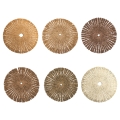 Set of 6 Round Placemats with Woven Straw Effect Ø38cm Nature Promotion