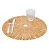 Set of 6 Round Placemats with Woven Straw Effect Ø38cm Nature On Sale