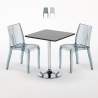 PLATINUM Set Made of a 70x70cm Black Square Table and 2 Colourful Transparent Dune Chairs Promotion