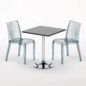 PLATINUM Set Made of a 70x70cm Black Square Table and 2 Colourful Transparent Dune Chairs Sale