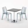 PLATINUM Set Made of a 70x70cm Black Square Table and 2 Colourful Transparent Dune Chairs Sale