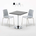 PLATINUM Set Made of a 70x70cm Black Square Table and 2 Colourful Lollipop Chairs Promotion