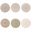 Set of 6 Round Woven Straw Placemats Ø38cm Spiral Stone Promotion