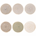 Set of 6 Round Woven Straw Placemats Ø38cm Spiral Stone Promotion