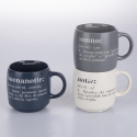 Set of 3 Stackable Stoneware Mugs 350ml with Victionary L Inscriptions Promotion