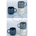 Set of 3 Stackable Stoneware Mugs 350ml with Victionary L Inscriptions On Sale