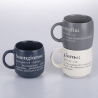 Set of 3 Stackable Stoneware Mugs 350ml with Victionary L Inscriptions Offers
