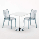 TITANIUM Set Made of a 70x70cm White Square Table and 2 Colourful Transparent Dune Chairs Sale