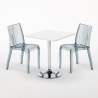 TITANIUM Set Made of a 70x70cm White Square Table and 2 Colourful Transparent Dune Chairs Sale
