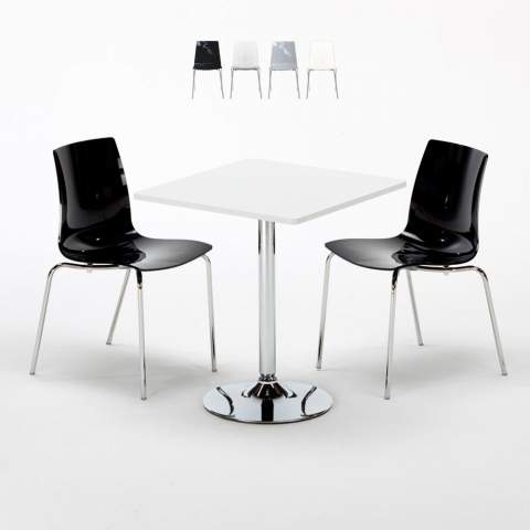 TITANIUM Set Made of a 70x70cm White Square Table and 2 Colourful Lollipop Chairs Promotion