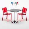 PHANTOM Set Made of a 70x70cm Black Square Table and 2 Colourful Transparent B-Side Chairs Promotion