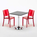 PHANTOM Set Made of a 70x70cm Black Square Table and 2 Colourful Transparent B-Side Chairs Catalog