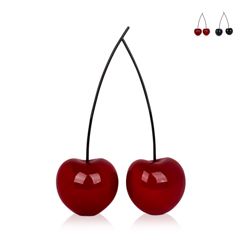 Modern sculpture, statue of a pair of cherries in lacquered resin Alma-L Promotion