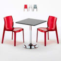 PHANTOM Set Made of a 70x70cm Black Square Table and 2 Colourful Transparent Femme Fatale Chairs Promotion