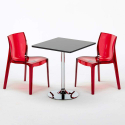 PHANTOM Set Made of a 70x70cm Black Square Table and 2 Colourful Transparent Femme Fatale Chairs Discounts