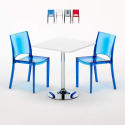DEMON Set Made of a 70x70cm White Square Table and 2 Colourful Transparent B-Side Chairs Promotion
