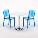 DEMON Set Made of a 70x70cm White Square Table and 2 Colourful Transparent B-Side Chairs Catalog