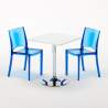 DEMON Set Made of a 70x70cm White Square Table and 2 Colourful Transparent B-Side Chairs Catalog