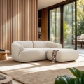 Modern Modular 2-Seater Fabric Sofa with Ottoman Yuna-2P Promotion