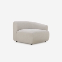Modern Modular 2-Seater Fabric Sofa with Ottoman Yuna-2P Measures
