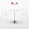 DEMON Set Made of a 70x70cm White Square Table and 2 Colourful Transparent Femme Fatale Chairs On Sale