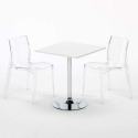 DEMON Set Made of a 70x70cm White Square Table and 2 Colourful Transparent Femme Fatale Chairs Choice Of