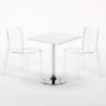 DEMON Set Made of a 70x70cm White Square Table and 2 Colourful Transparent Femme Fatale Chairs Choice Of