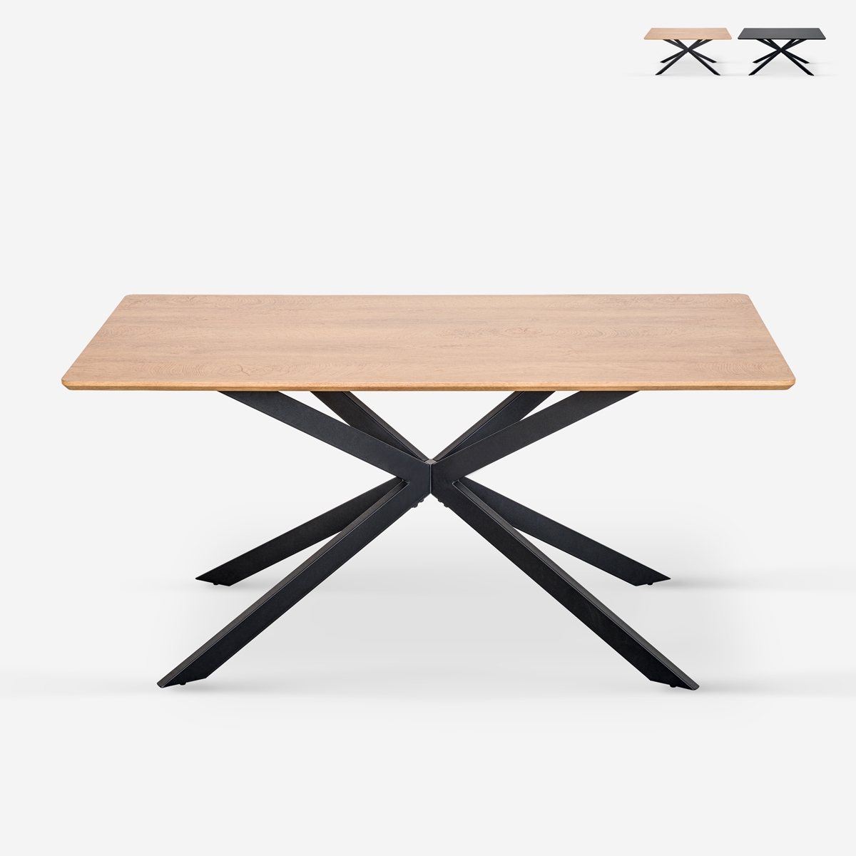 Shaila Designer Table with Crossed Legs, 160x90, Wood and Metal