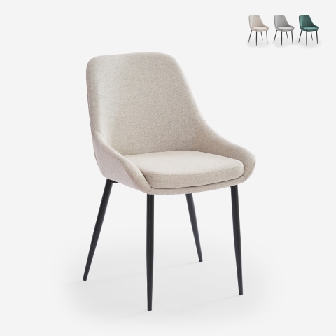 Modern Kitchen Chair with Fabric Upholstery and Black Metal Legs Piros Promotion