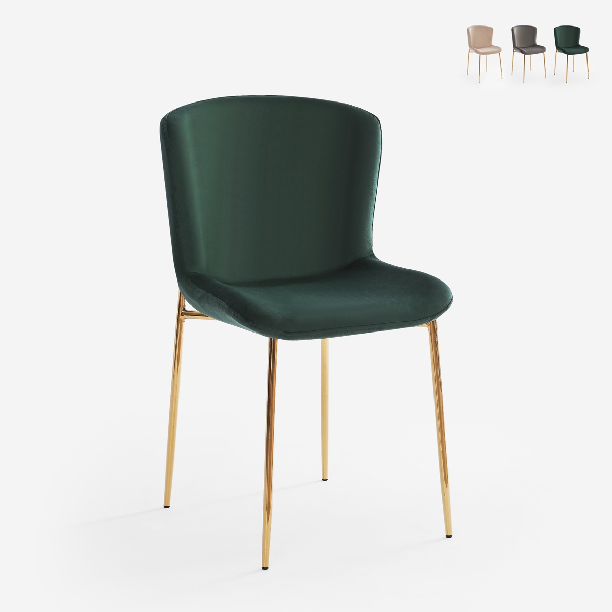 Virin Designer Fabric Dining Chair with Gold Legs