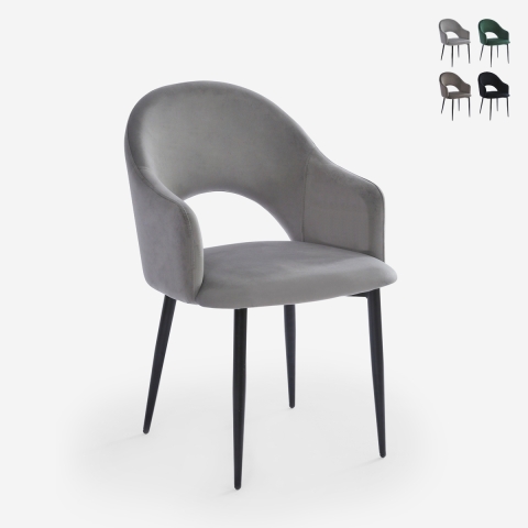 Modern Velvet Dining and Kitchen Chair with Armrests Rozan Promotion