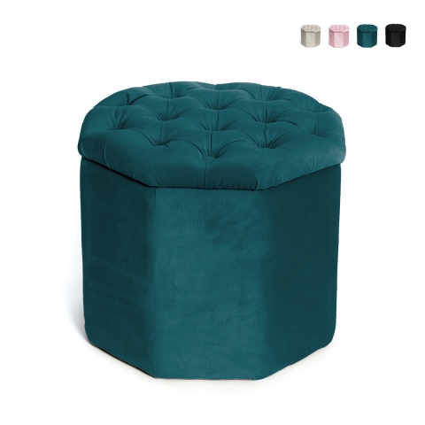 Octagonal velvet storage ottoman 40x35cm Jerry Promotion