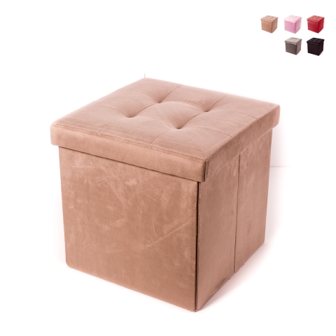 Square velvet storage ottoman 38x38cm Elisa Promotion