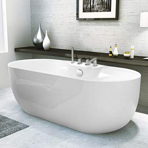 Free Standing Bathtub Elegant Design Acrylic Fibreglass and Stainless Steel Atmosphere
