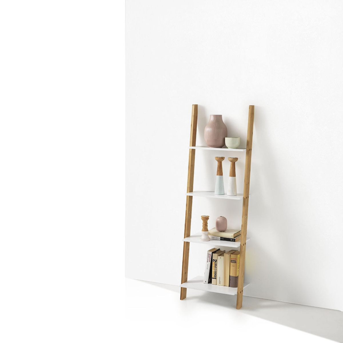 Bamboo Ladder Bookshelf with 4 Shelves Memphis