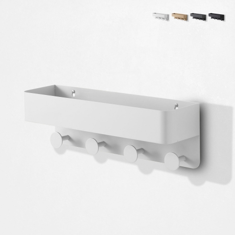 Matte metal storage shelf with 4 hangers Haru Promotion