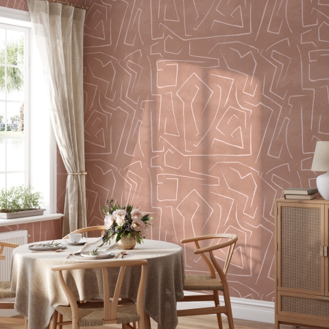 Adhesive wallpaper geometric design pink and white Graffiti Promotion
