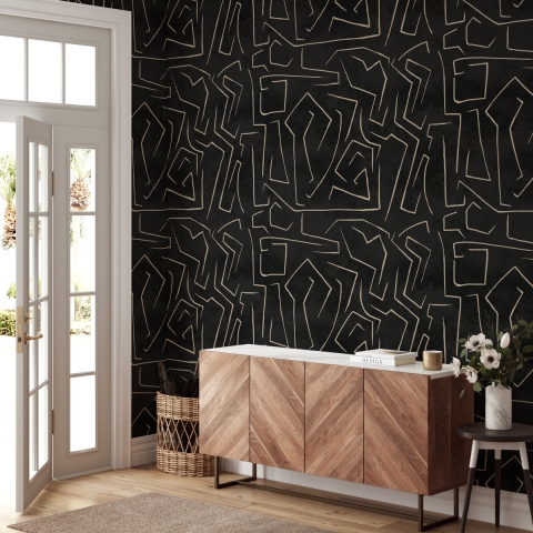 Modern artistic wallpaper geometric design black gold Graffiti Promotion