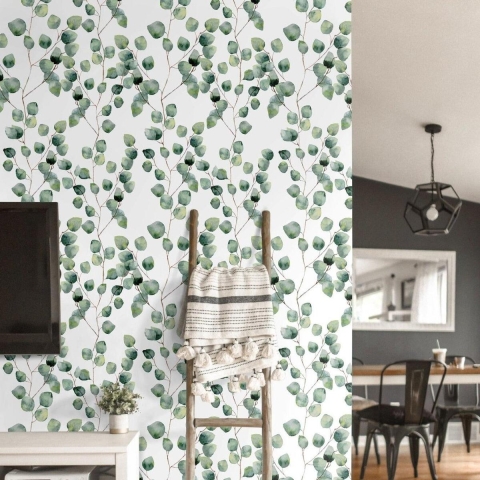 Wallpaper leaves for kitchen living room bedroom Eucalipto Promotion