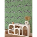 Green Adhesive Wallpaper for Bedroom with Zebra Animals Offers