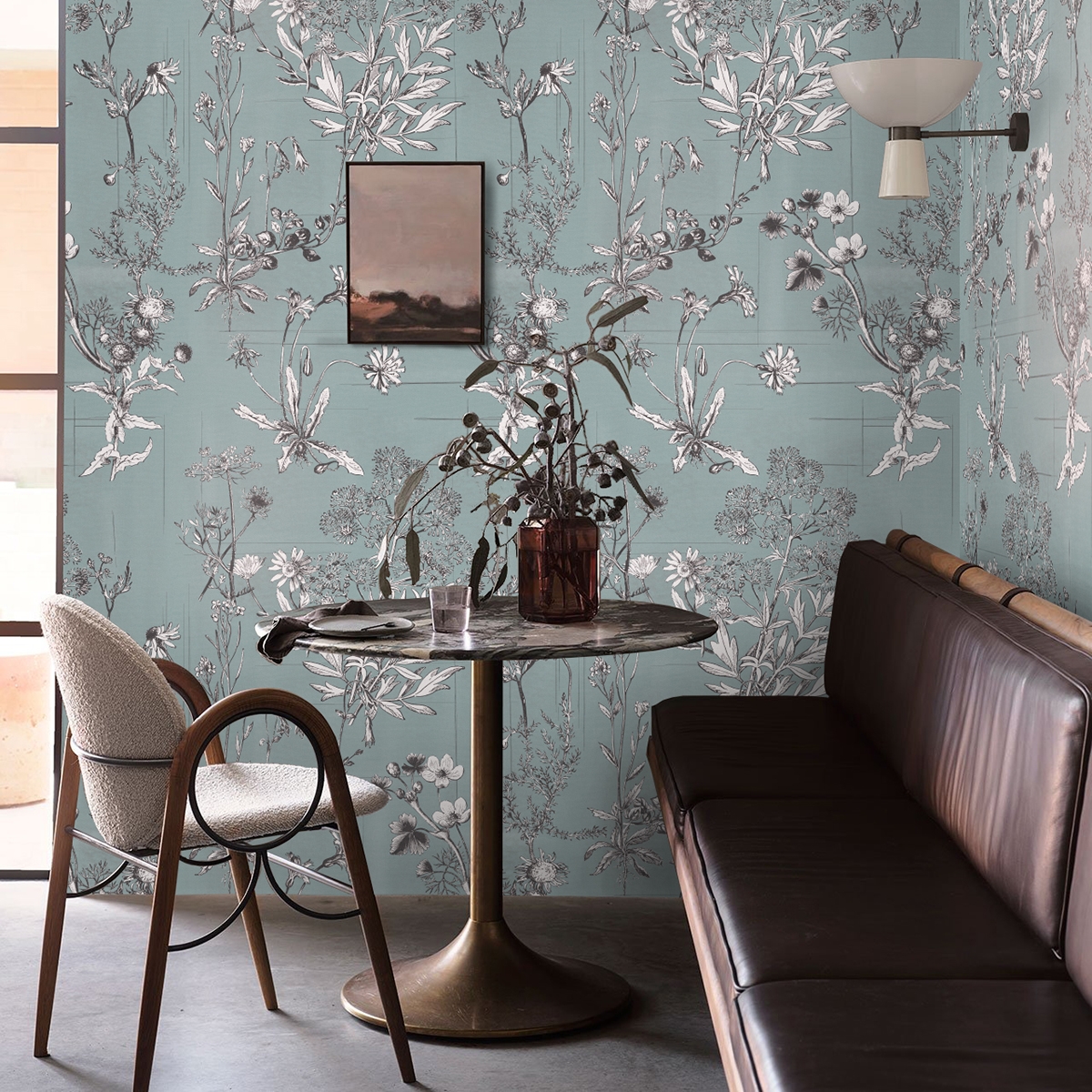 Elegant Floral Leaf Wallpaper for Bedroom Promotion