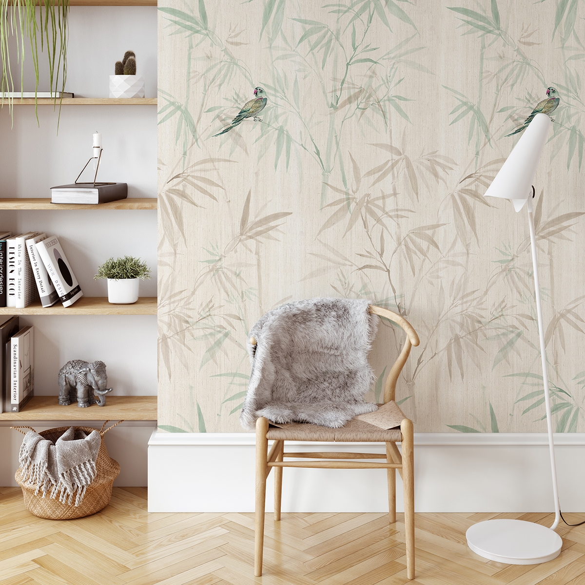 Oriental Floral Wallpaper with Japanese Bamboo Forest Design Promotion